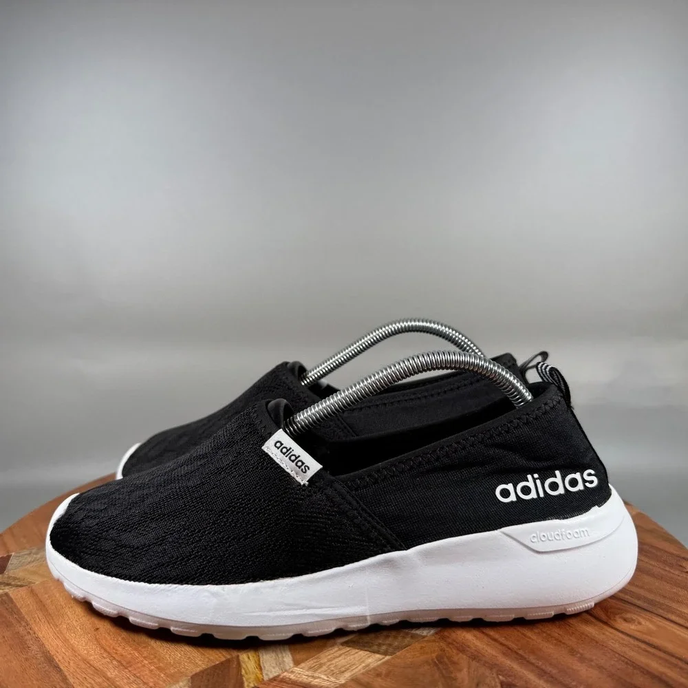 Adidas Cloudfoam Lite Racer Slip-On Womens Black White Sneakers AC8475 Size 7